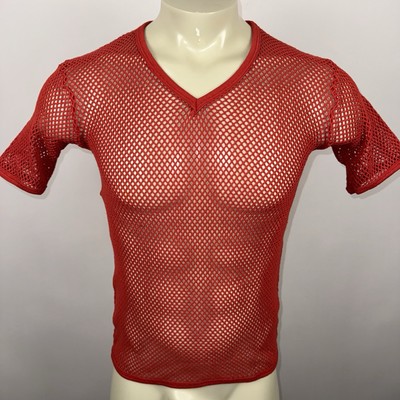 Campus Mesh Shirt Mens See Through Fish Net Vtg 70s Disco Soul Train Sexy Medium