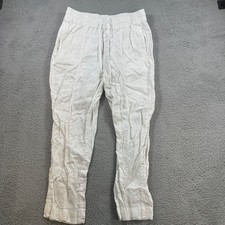Athleta Retreat Linen Pants White Drawstring Waist Women's Size M
