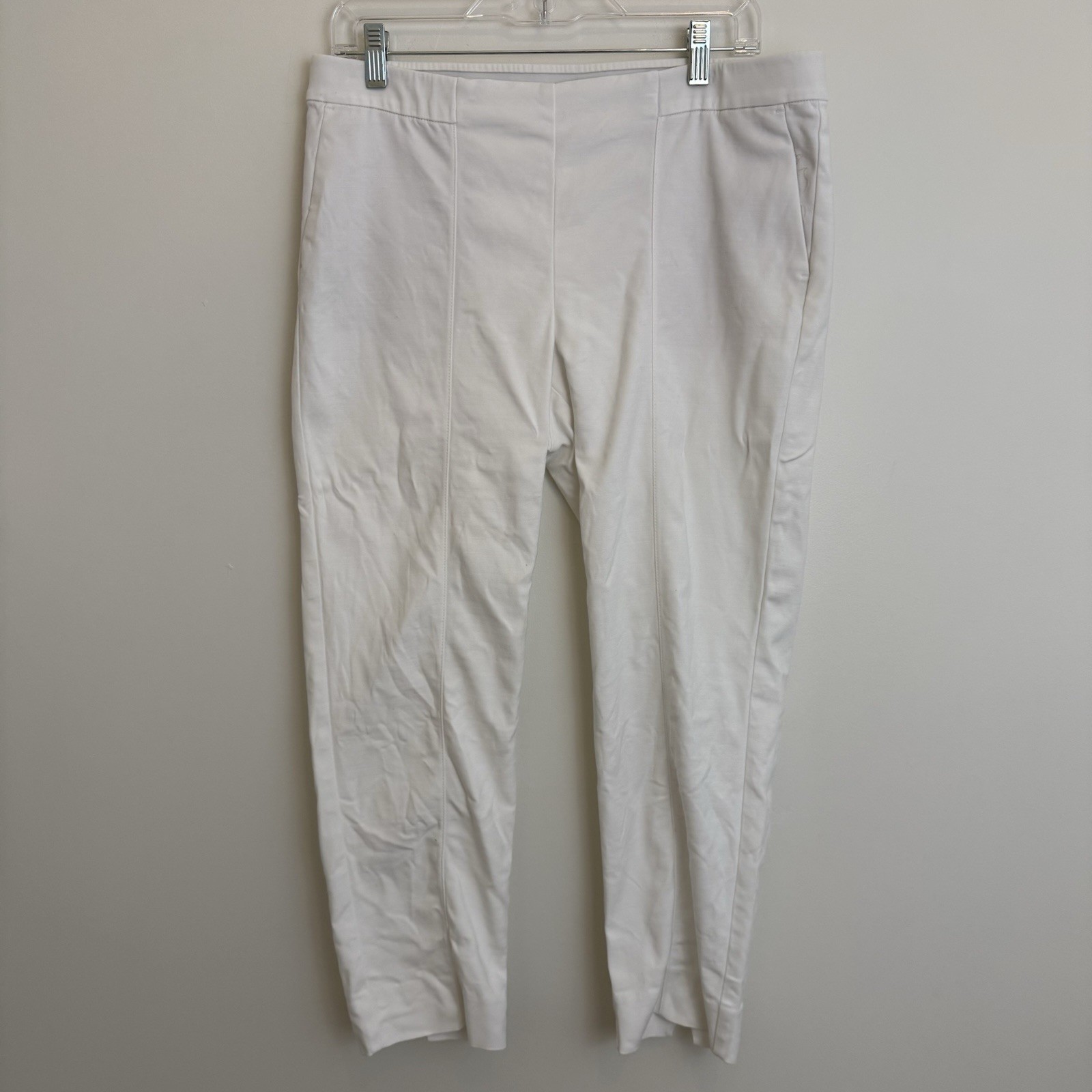 J. Jill Essential Cotton Stretch Ankle Pants Womens Sz 12 Petite White Pull On