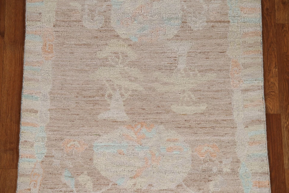 Vegetable Dye Unique Oushak Turkish Foyer Rug 3x5 Ft Hand-Knotted Transitional - Image 4 of 4