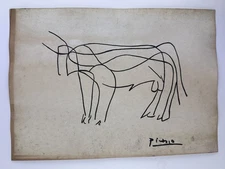 Pablo Picasso COA Art Painting Original Drawing Vintage Paper Signed