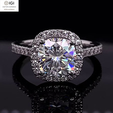 2.00Ct IGI E VVS2 Cushion Cut Lab Grown Diamond Engagement Ring 14K White Gold