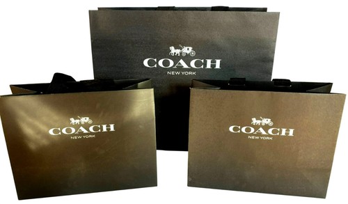 3 Authentic Coach New York Shopping Bags Black 10.75x8.25x5 & 15.875x12.875x6.5