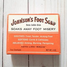 Johnson's Foot Soap Foot Soak 4 Envelopes in Original Vintage Box