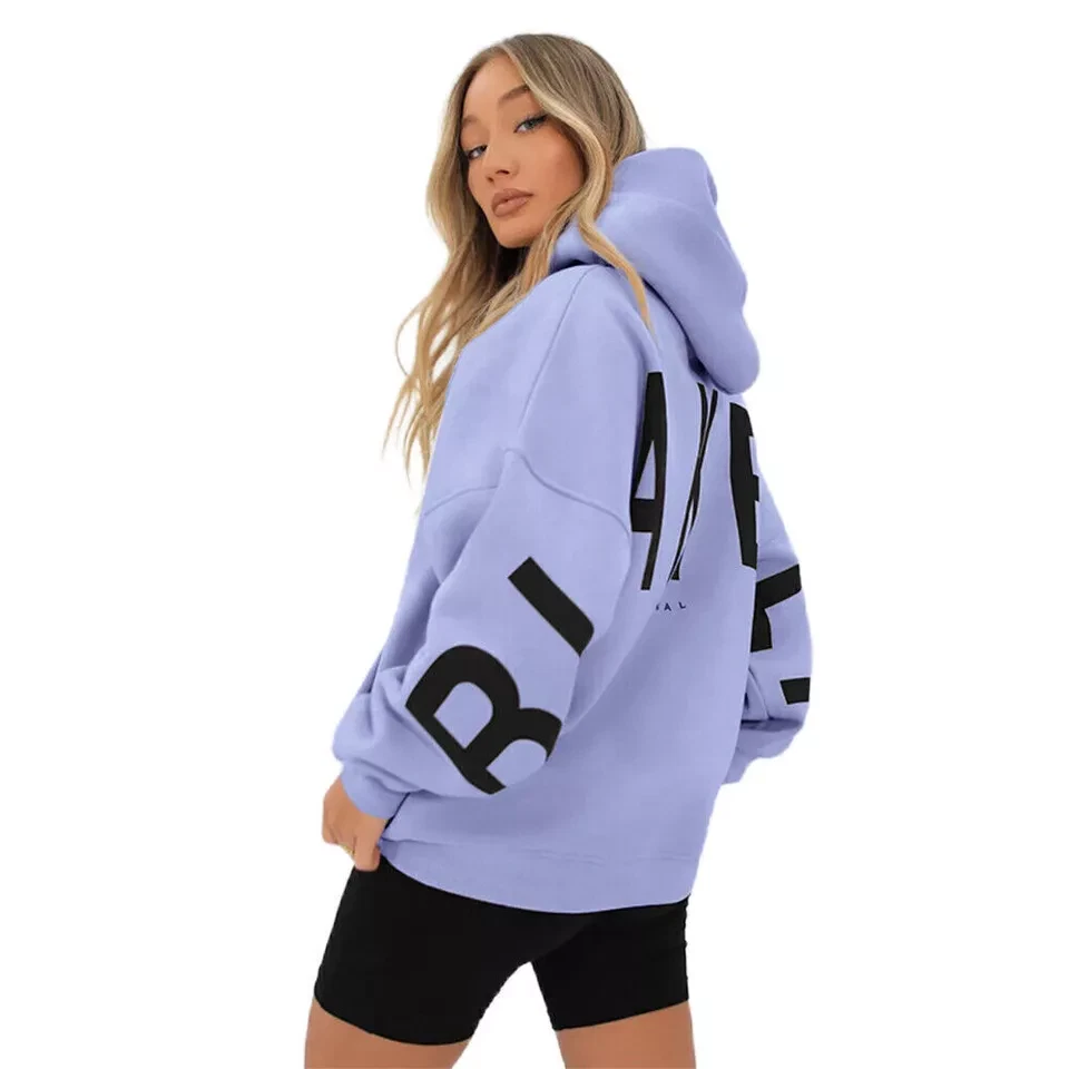 Women's Blakely Print LooseSports Hoodie Hooded Sweatshirt Long Sleeve Pullover - Image 3 of 4