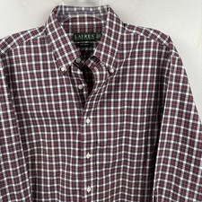 Lauren Ralph Lauren Dress shirt Mens 16 1/2 - 32/33 Red Plaid Cotton Long Sleeve