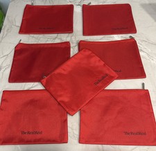 7 Red Zipper Money Bank Bag Pencil Pouch Makeup Travel Accessories Holder 10x8"