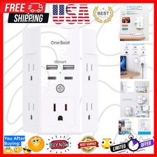 Multi Plug Outlet, Surge Protector, 5 Outlet Extender with 4 USB Charging Por...