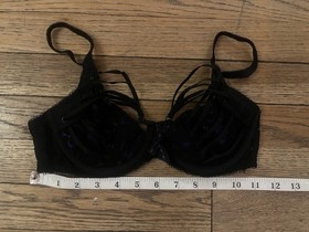 AGENT PROVOCATEUR Rudy Black and Purple Lace & Silk Bra RRP $220 32C