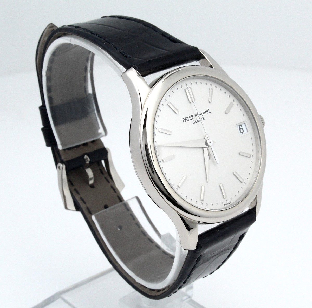 Patek Philippe Calatrava 34mm 18K White Gold Black Leather Band