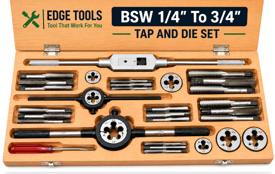 New British Standard Whitworth 1/4 TO 3/4 Tap And Die Set Kit EDGE TOOLS USA
