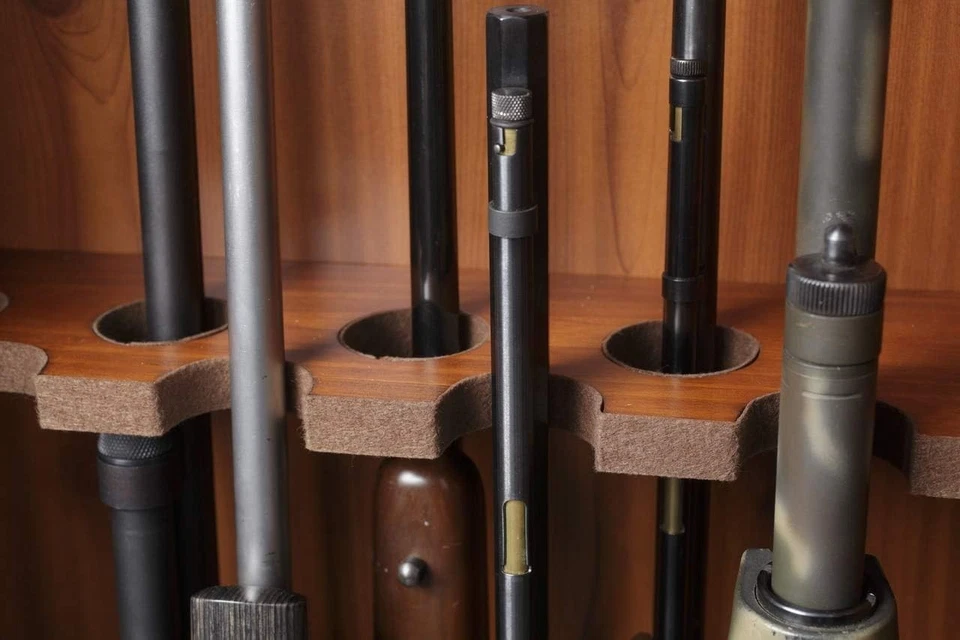 Rifle Shotgun Organizer Storage Cabinet Wood Display Home Safe for 8 Gun Cabinet - Image 4 of 4