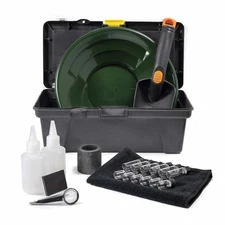 ASR Outdoor 21 Piece Deluxe Gold Panning Testing Kit with Crucible Vials Storage