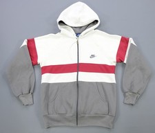 Rare Vintage NIKE Spell Out Swoosh Color Block Striped Hoodie Sweatshirt 80s M