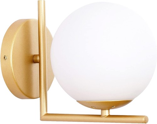 BOKT Modern Cylinder Sconces Wall Lighting Set of Two Mid Century Antique Brass Gold 1-Light Wall Sconce Set of 2 Clear Crystal Glass Wall Sconce Lamp