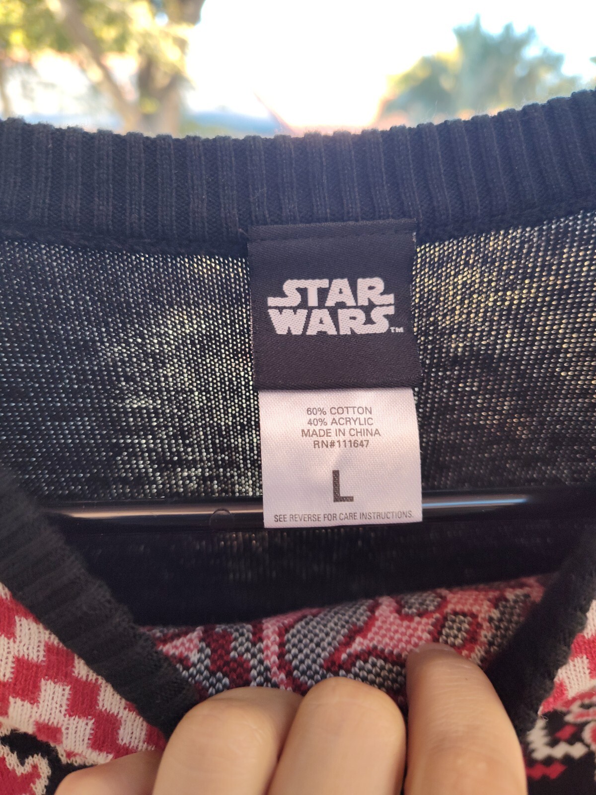 Star Wars Men's Sweater Pullover Darth Vader Santa Christmas Black Red SZ Large image 4