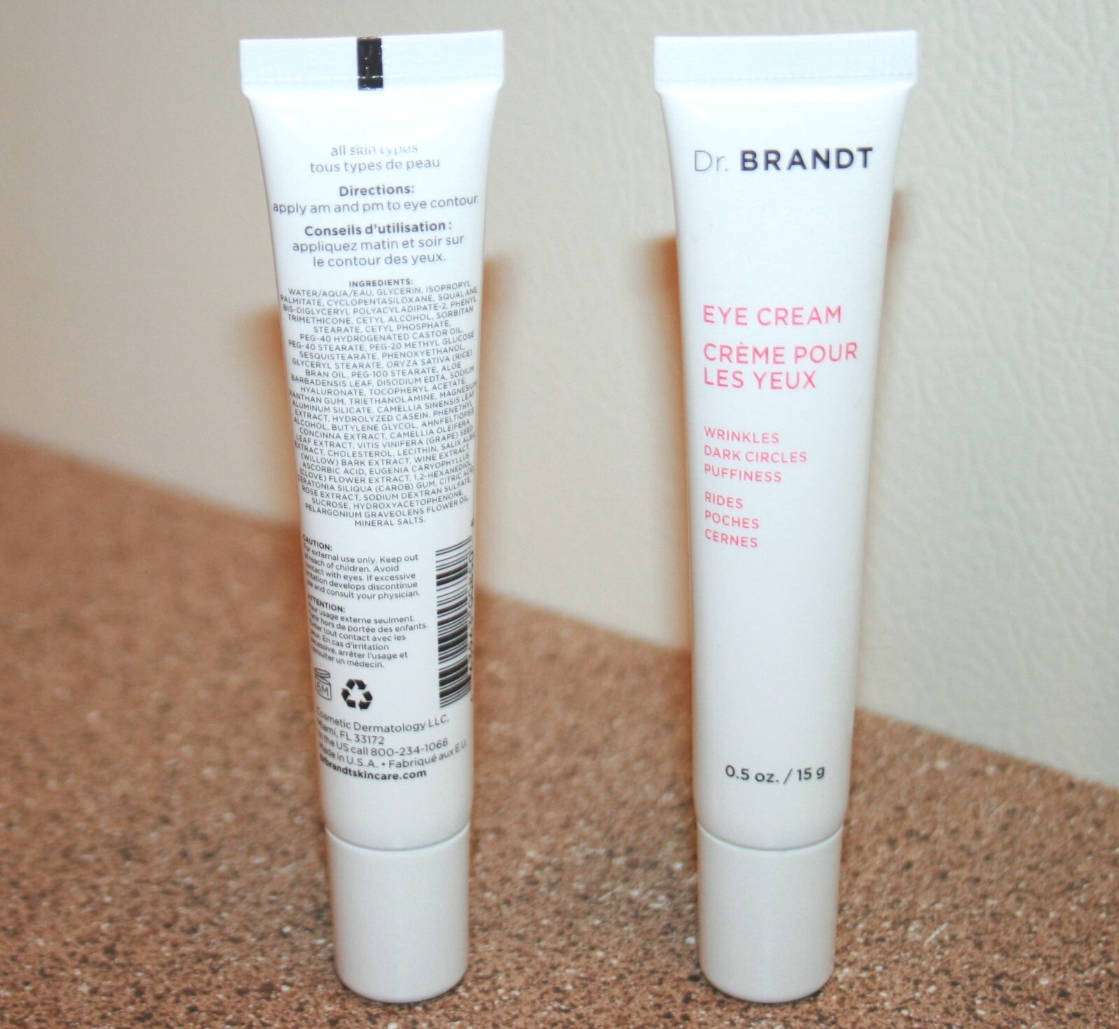 2 x DR. Brandt Eye Cream WRINKLES Dark Circles Puffiness Full Size 0.5