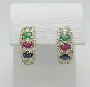 2-25-Ct-Ruby-Emerald-Sapphire-Diamond-Huggie-Hoops-Earrings-18K-Yellow-Gold-Over