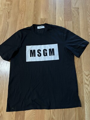 Authentic MSGM Men Logo t-shirt Black Sz L