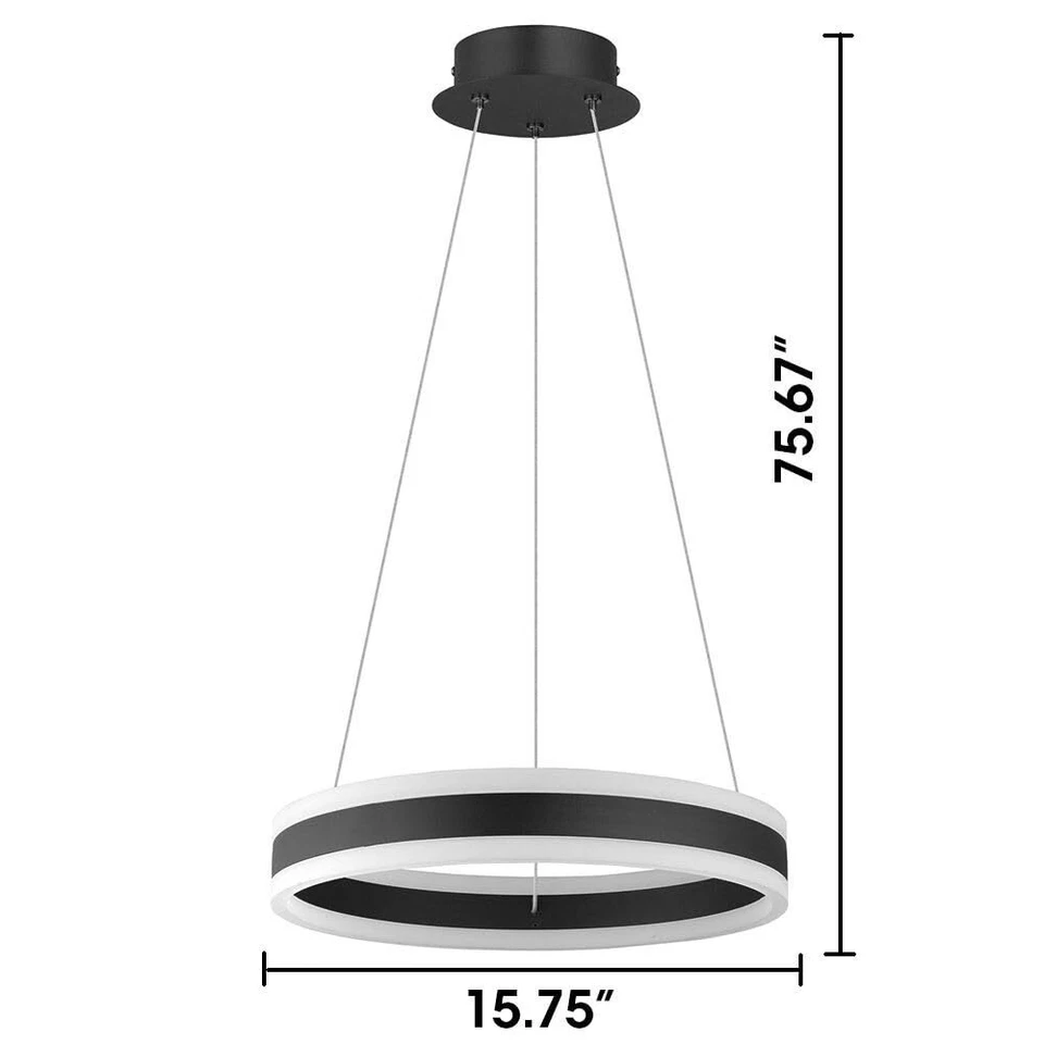 EGLO 2x17WLED Single Pendant w Black Finish & White Acrylic, 75.67x15.75x15.75, - Изображение 2 из 2