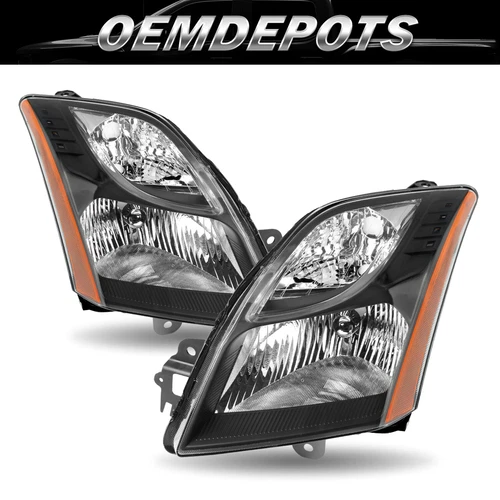For 2010-2012 Nissan Sentra SE-R/SL Black Headlight Amber Corner Headlamps Pair
