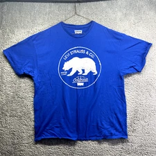 Levi Strauss and Co Blue Shirt Mens 2XL California Bear Logo Short Sleeve Shirt