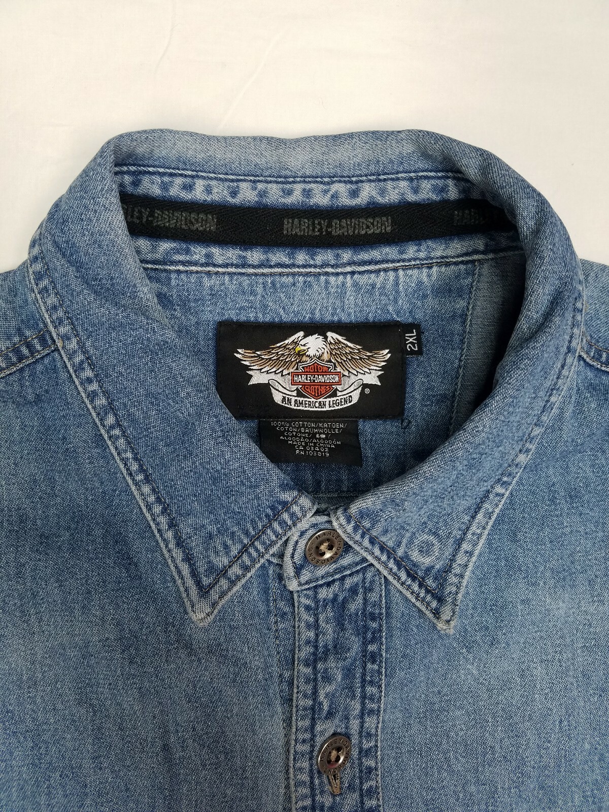 Harley Davidson Denim Embroidered Vest Mens 2XL Sleev… Gem