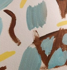 GAT Blue Brown Yellow Modern Painting Impressionism Abstract 6x8 PAINTINGS