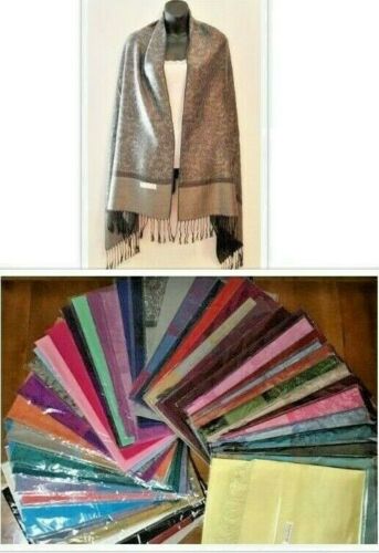 Neuf femmes bicolores Paisley Pashmina soie long châle doux écharpe étole enveloppement vente - Photo 1 sur 98