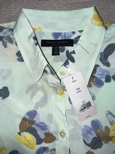 Banana Republic NEW w/tag Dillon shirt Medium Petite mint floral SOLD OUT jcrew - Picture 6 of 6