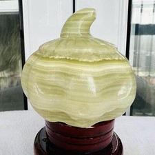 Natural Polished Afghan Jade Pumpkin Head Carving Crystal Mineral Healing  490G