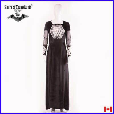 elegant clothing woman dress luxury brand long black velvet embroidered collar s