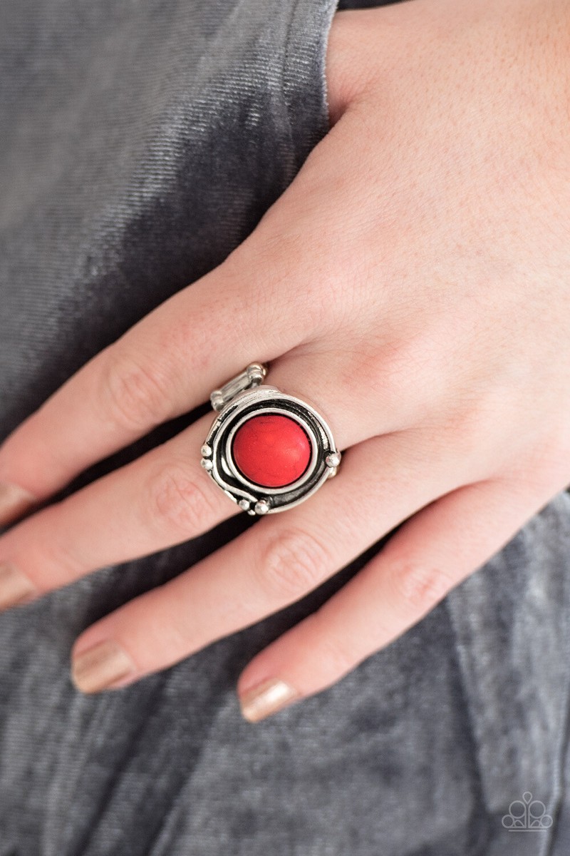 Bague élastique Rouge Et Argent Paparazzi Accessories - Bijou Neuf Avec étiquette, Style Bande