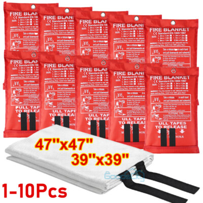 Home Safety Fire Blanket, 1-10 Pack, Fiberglass Emergency Home Retardant 47''x47''