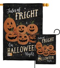 Fright On Halloween Night Tale Of Creep Pumpkin Owl Scary Garden House Yard Flag