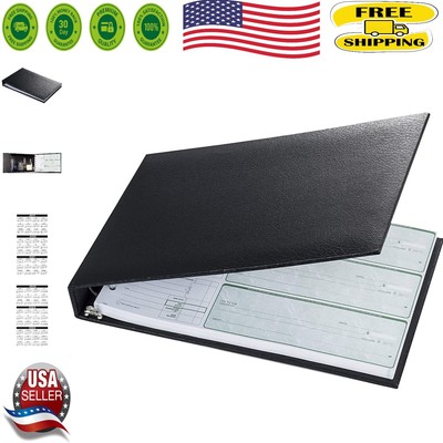 Durable Leather Check Binder with 500 Capacity and 6-Year Planning Calendar