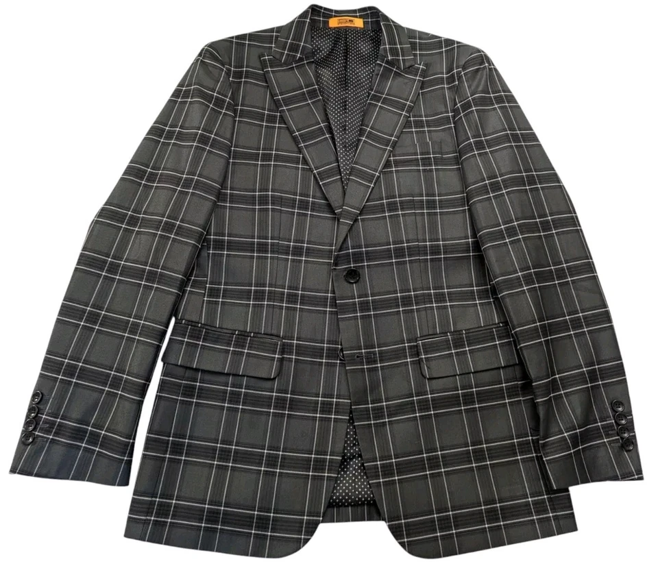 Abrigo deportivo Steven Land para hombre 36R moderno gris ventana franela Sandro Blazer usado en excelente estado Foto 2 de 4