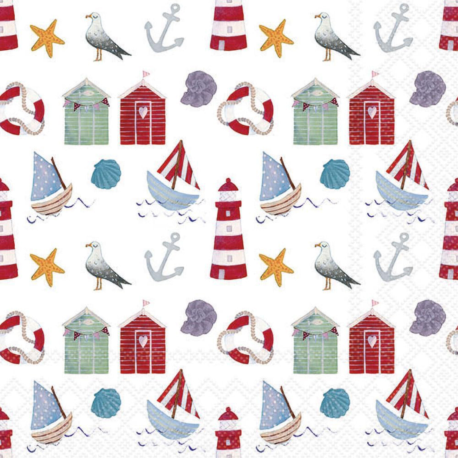 Coastal Nautical Napkins Lighthouse Boat Beach Hut Seaside Decoupage Serviettes