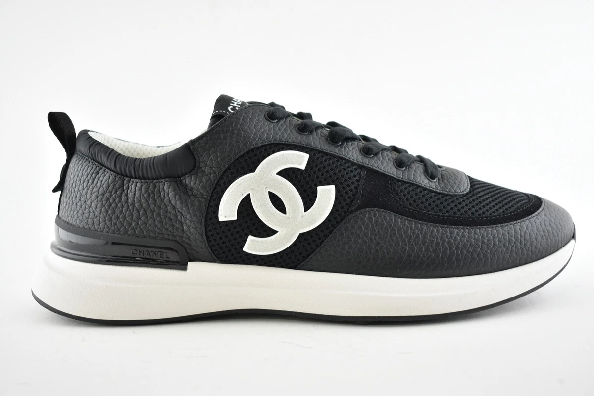 Chanel Black Interlocking CC Logo Leather Sneakers EU 46 | 13