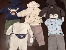 Carter  s Clothing Lot Infant Baby Boy 3 Month Fleece Hoodie Stripped Pants
