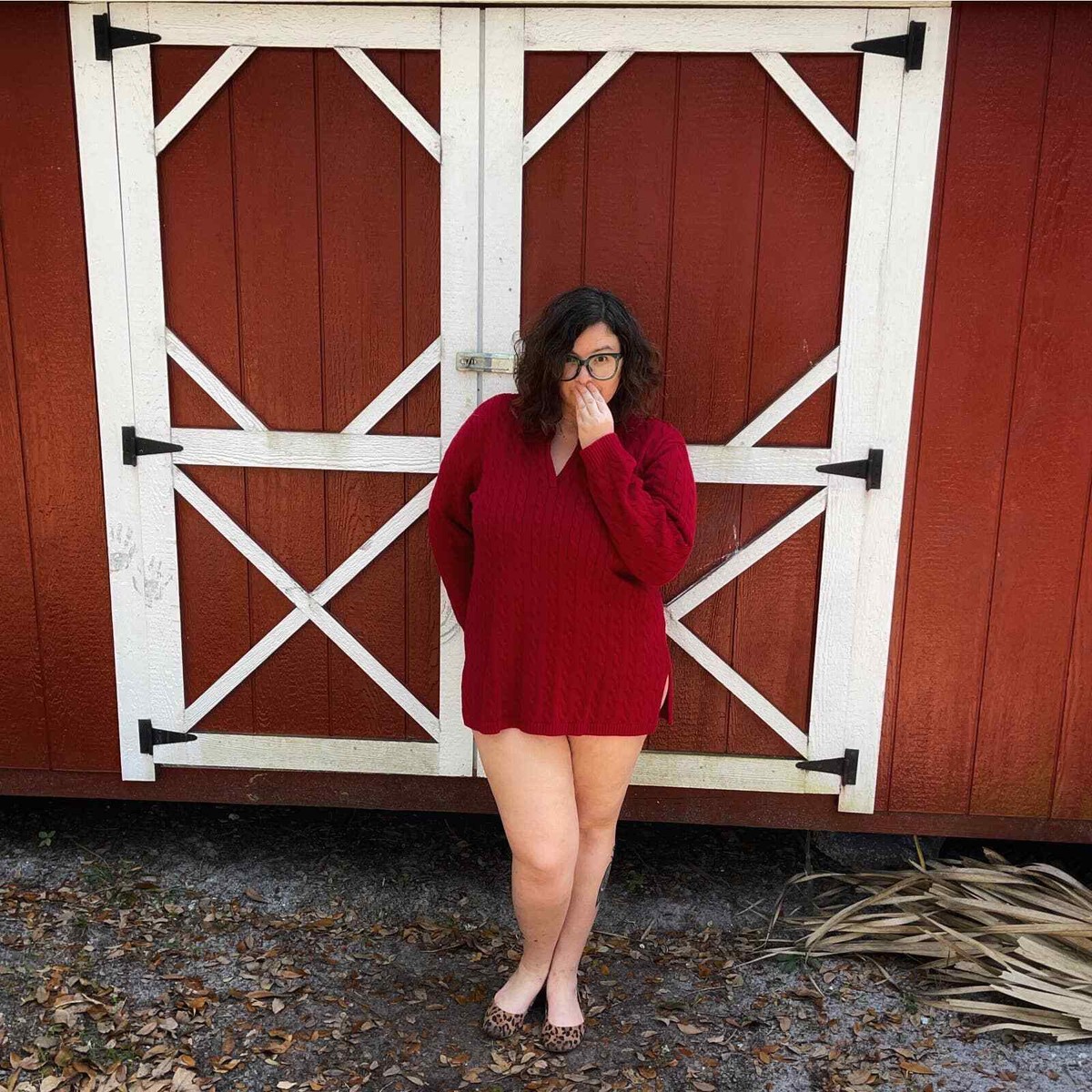 Ralph Lauren Red Cable Knit Sweater Split Neck Long Sleeves Cozy Volup Size  3X