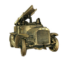 Vintage 1978 Baron Solid Brass Fire Engine 3D Metal Belt Buckle