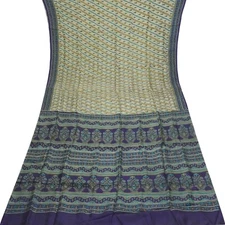 Namaste Vintage Beige Sarees 100% Pure Silk Printed Indian Sari 5YD Craft Fabric