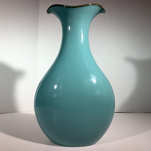 Southern Living At Home Keramik Toskanischer Krug Vase Rotkehlchen Ei blau Steinzeug