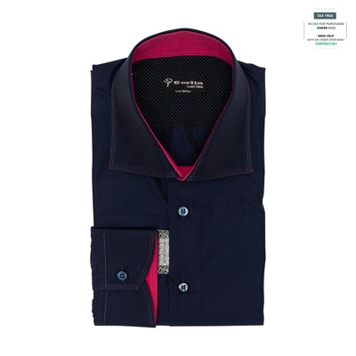 690$ LUXURY GERLIN Shirt Blue ''SILK THREADS'' ALUMO Cotton 16 41 4B ZILLI