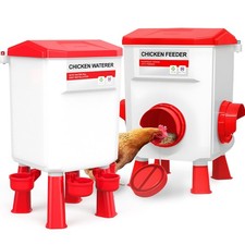 DEZHXHE Chicken Feeder and Waterer Set, Coop Accessories 12KG, Red