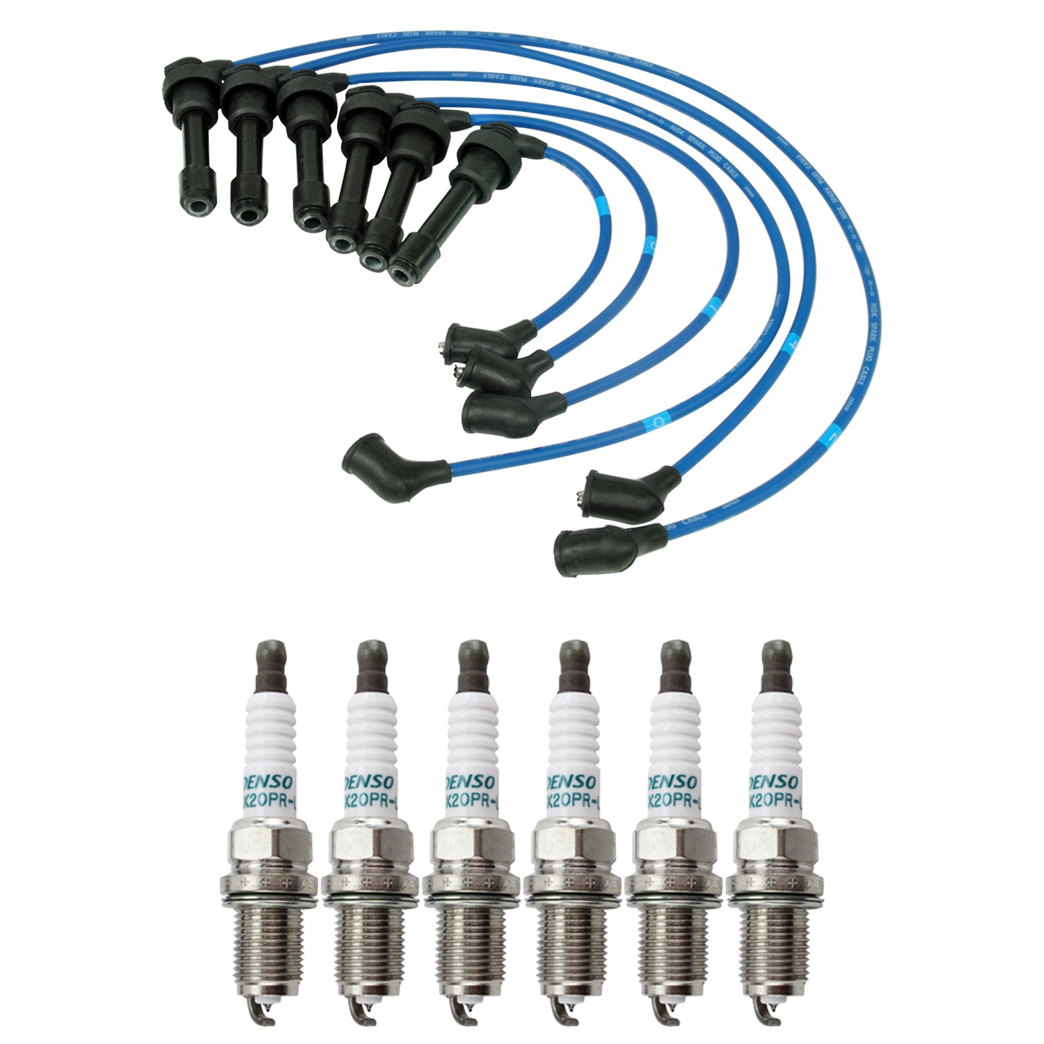 NGK Wire Set  Denso 6 Double Iridium Spark Plugs Kit for Stealth 3000GT 3.0L V6