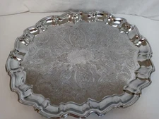 Shelton Ware Silverplate Serving Tray with Ornate Etched Design 14.5" x 18"