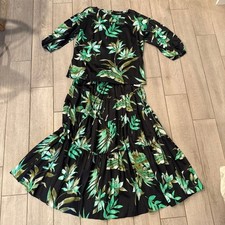 Lauren Ralph Lauren Fern Print Maxi Skirt Top Set L NWT