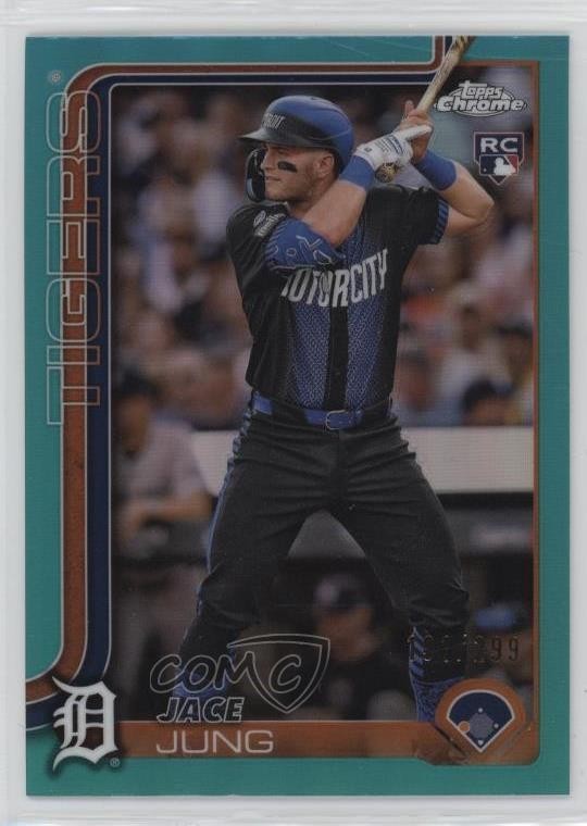 2025 Topps Chrome Teal Refractor 181/299 Jace Jung #225 Rookie RC 1h1